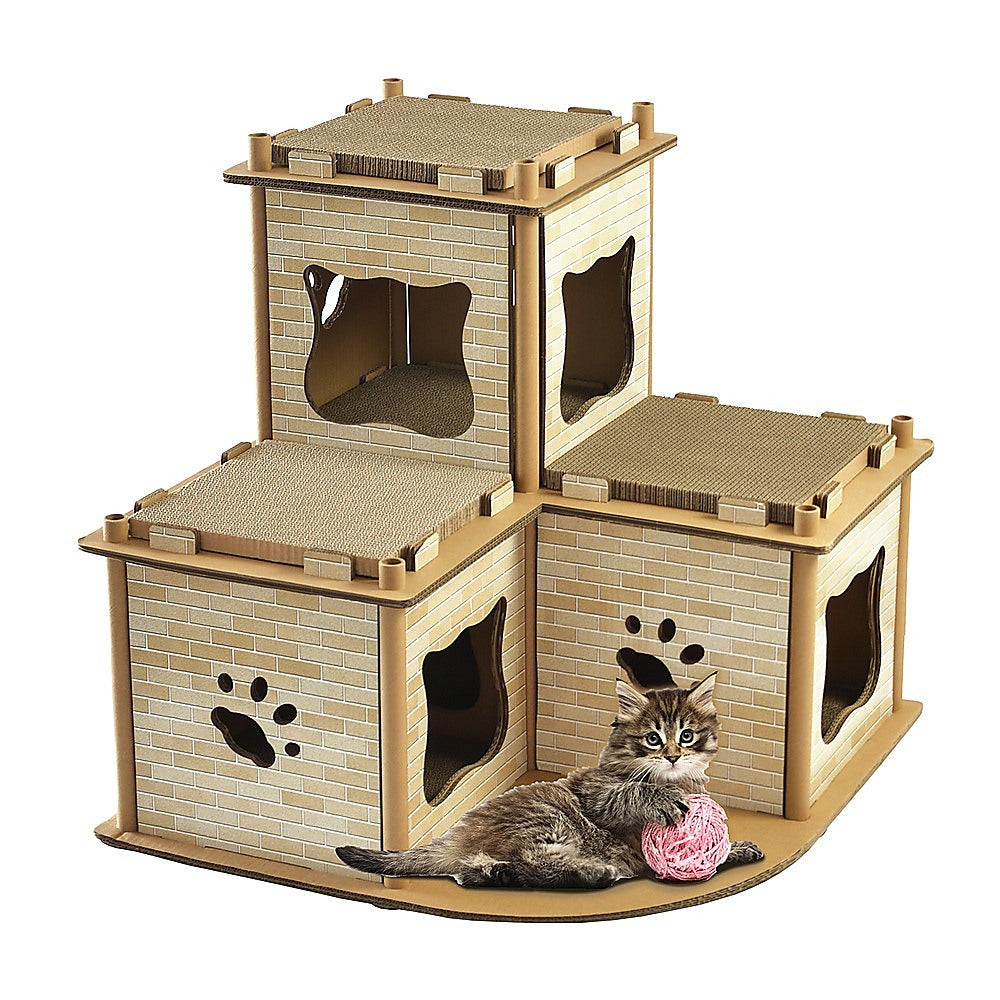 Cardboard Cat House Tree Tower Condo Scratcher - 3