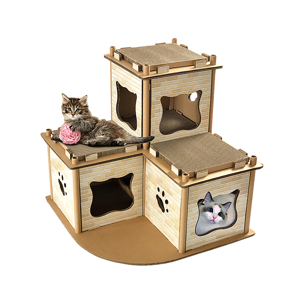 Cardboard Cat House Tree Tower Condo Scratcher - 3