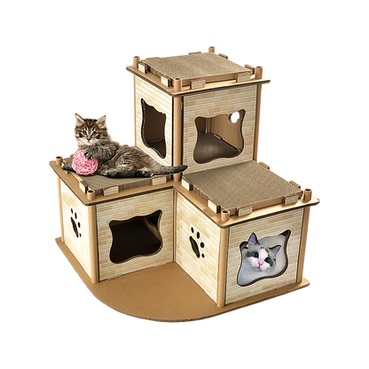 Cardboard Cat House Tree Tower Condo Scratcher - 3