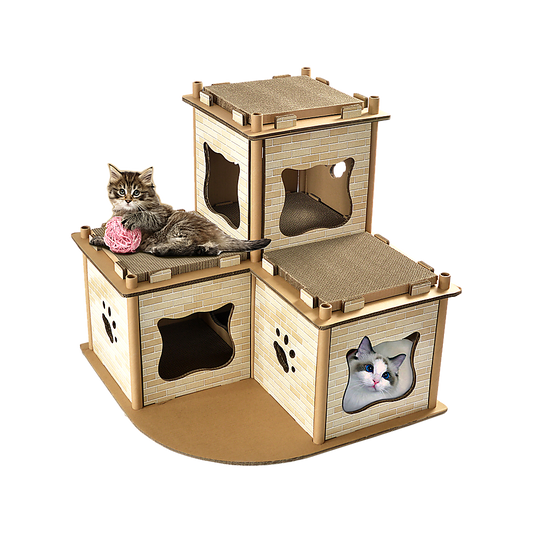 Cardboard Cat House Tree Tower Condo Scratcher - 3