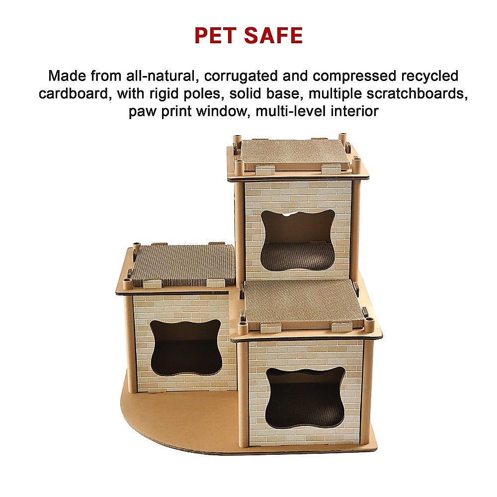 Cardboard Cat House Tree Tower Condo Scratcher - 3