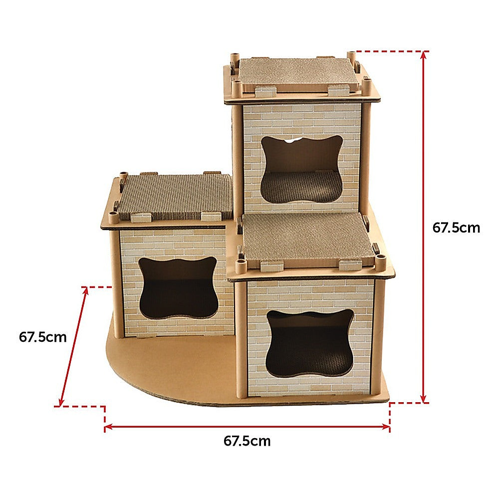 Cardboard Cat House Tree Tower Condo Scratcher - 3