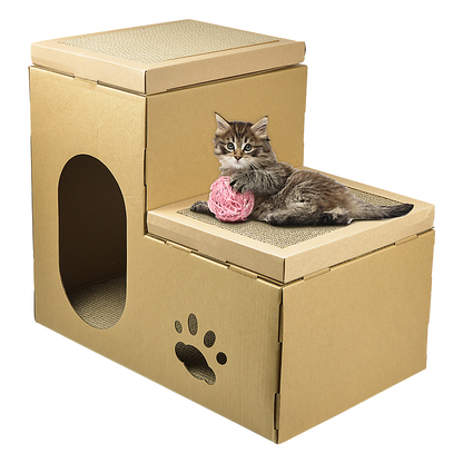 Cardboard Cat House Tree Tower Condo Scratcher - 2