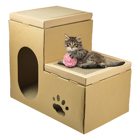 Cardboard Cat House Tree Tower Condo Scratcher - 2