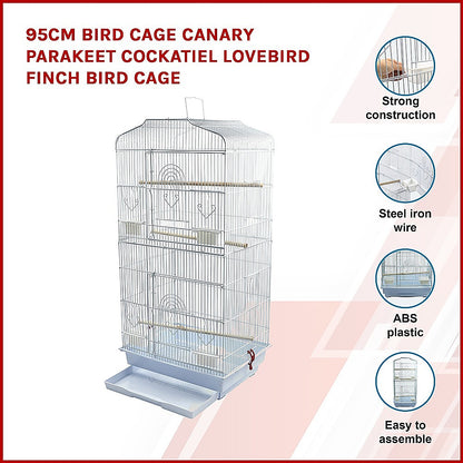 95cm Bird Cage for Canary Parakeet Cockatiel LoveBird Finch