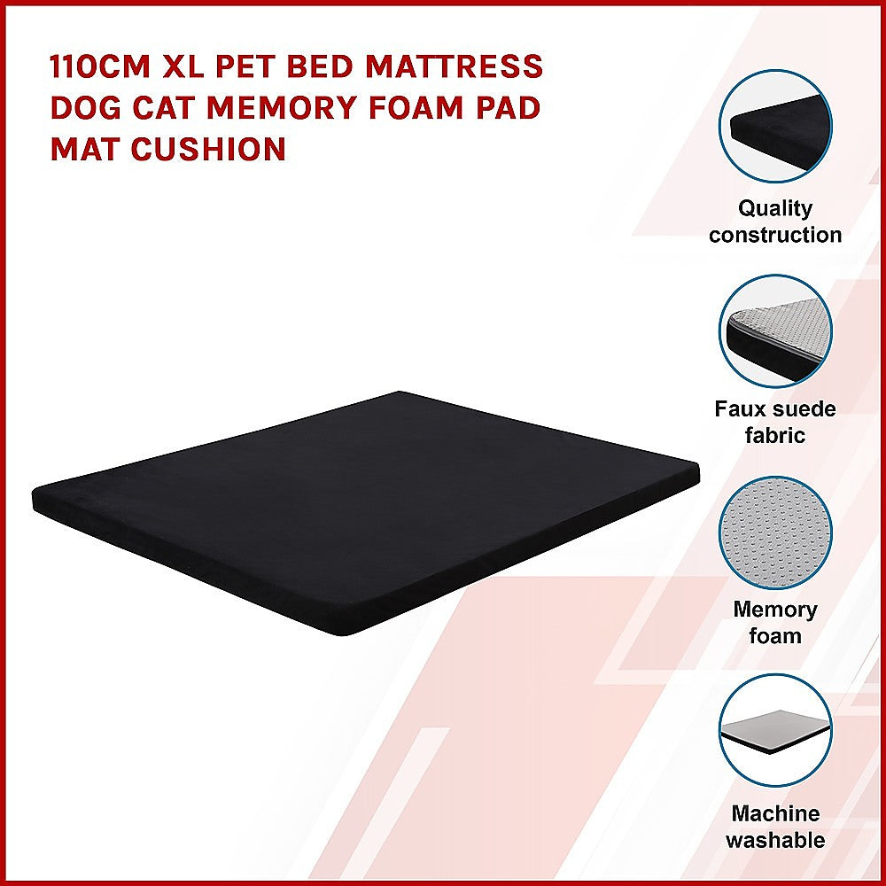 110CM XL Memory Foam Pet Bed Mattress – Orthopaedic Cushion for Dogs and Cats