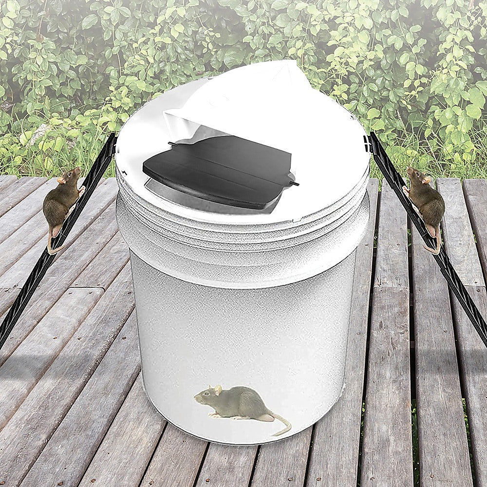 2 x Flip N Slide Bucket Lid Mouse Rat Trap - Automatic Reusable Mouse Trap with Ladder