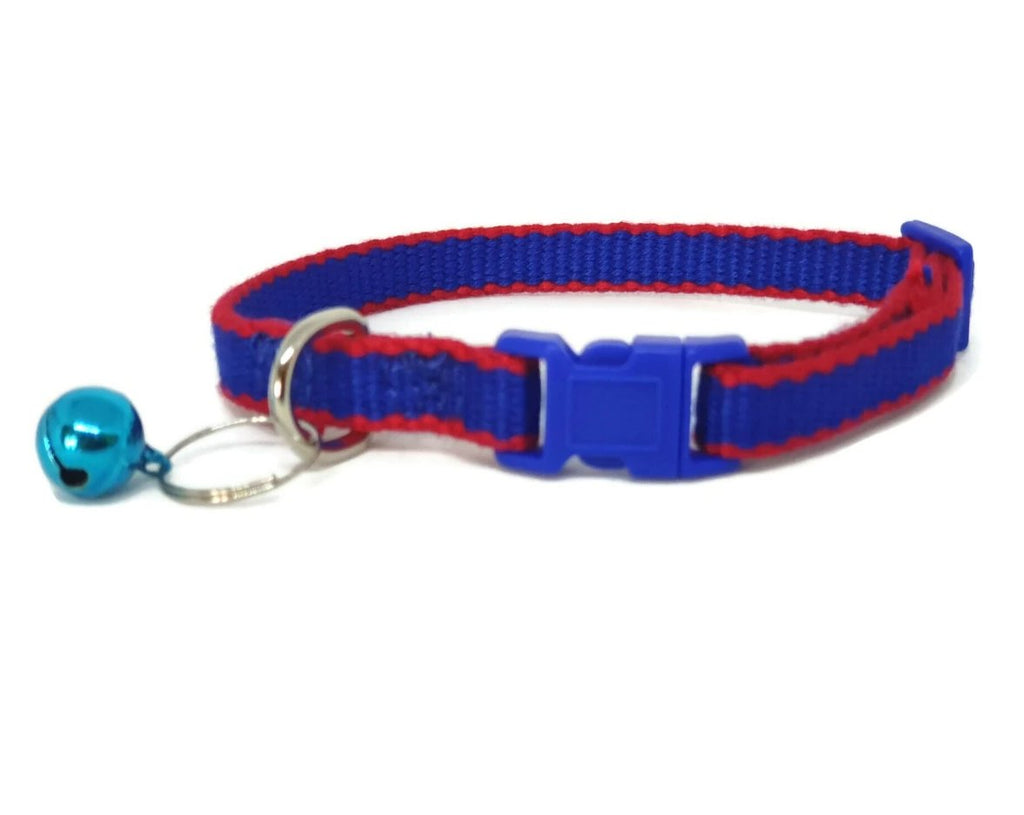 Moondidley Pets Bamboo Fibre Cat Collar – Hypoallergenic, Navy with Red Trim, XXS