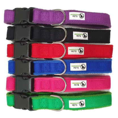 100% Pure Bamboo Fibre w/Fleece Lining Dog Collar Plastic Buckle - Moondidley Pets Large Purple