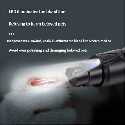 Dual-Speed Pet Nail Grinder with LED Light, USB Rechargeable, 5000-7500 RPM for Safe and Painless Grooming