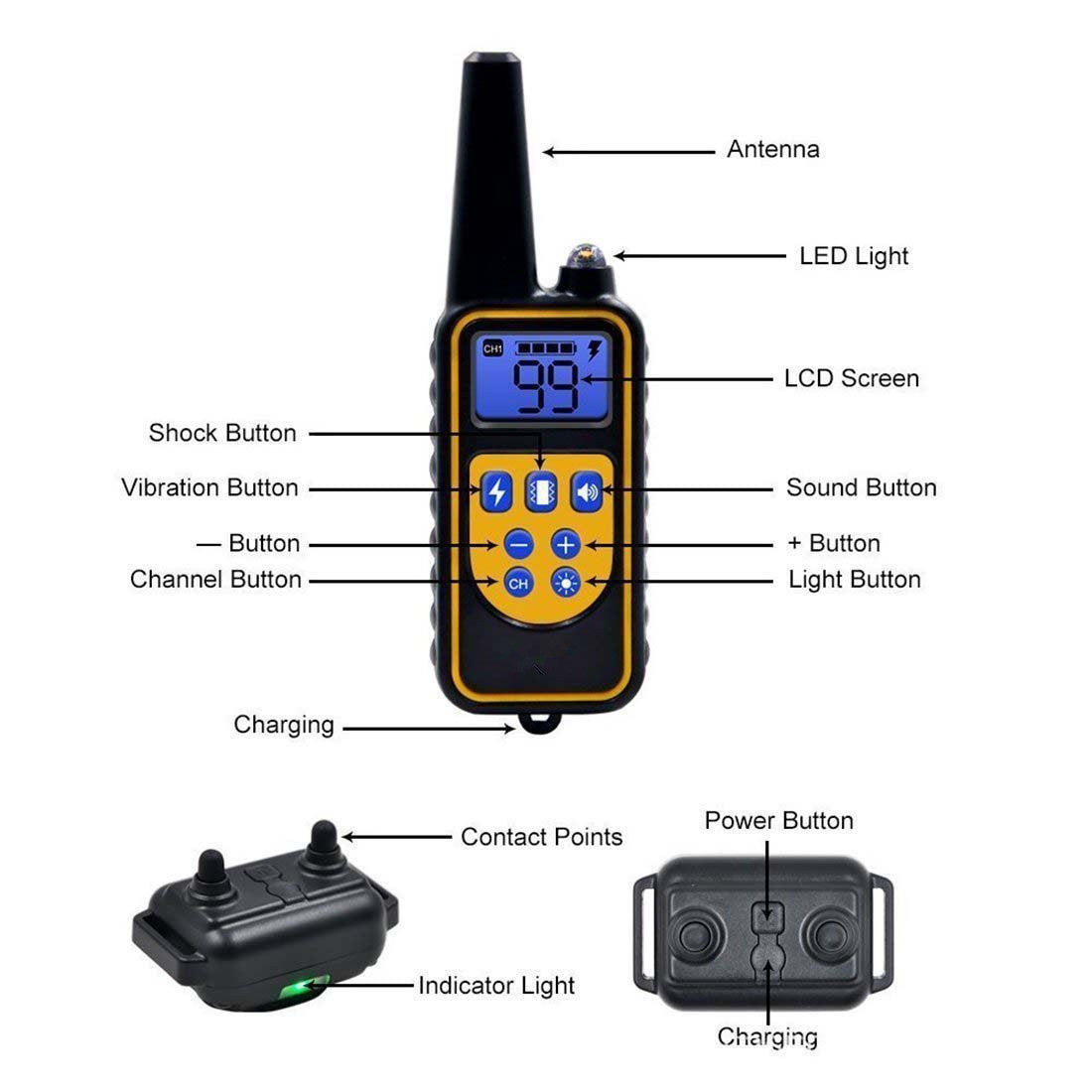 Advanced Remote Dog Training Collar with 99 Adjustable Levels,LCD Display,Beep,Vibration,and Shock Modes