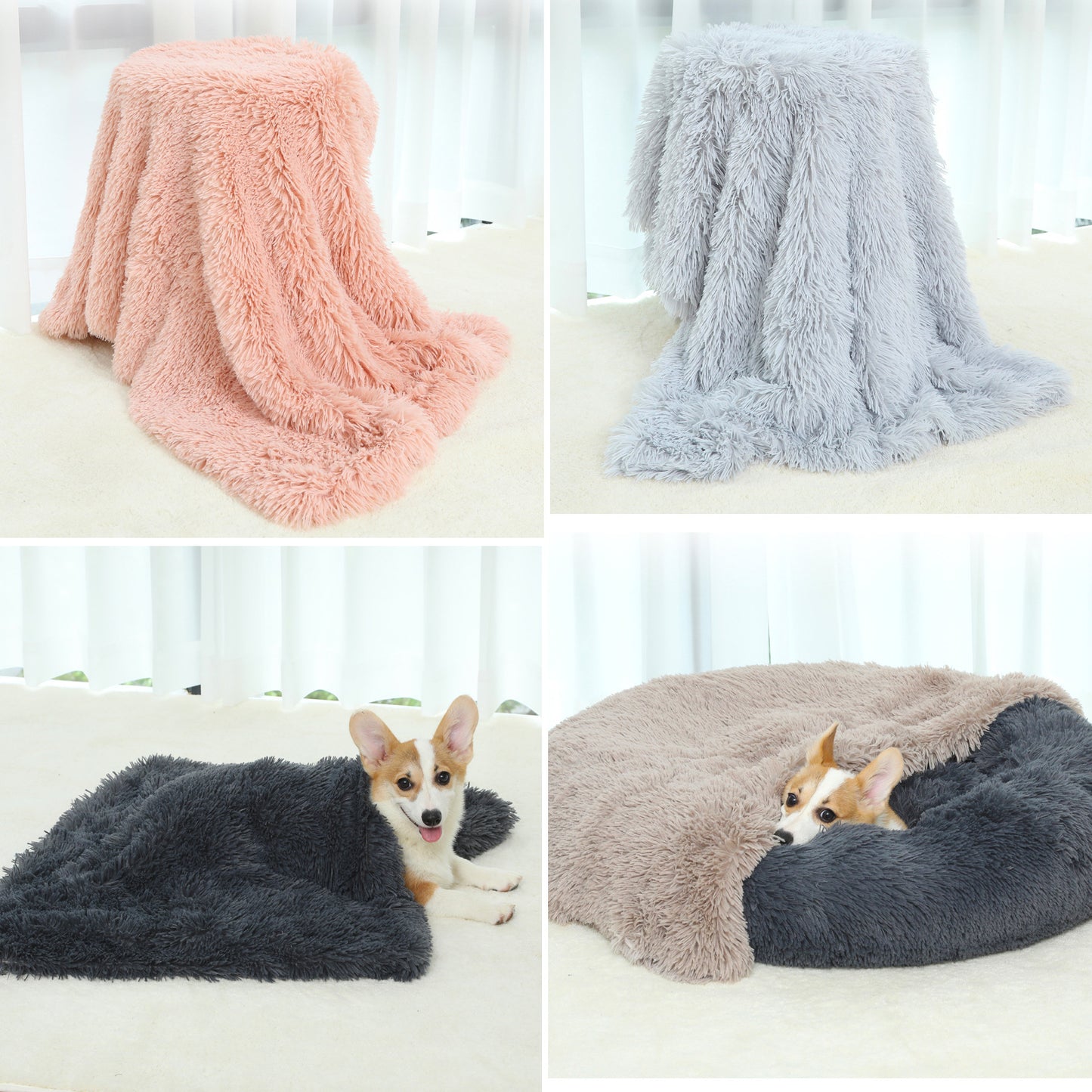 Fluffy Pet Blankets-Soft Faux Fur, Anti-Anxiety Cozy Throws for Cats and Dogs, M 80*55cm apple green