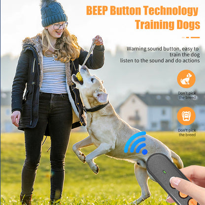 Compact Ultrasonic Dog Training Remote - Handheld Anti-Bark Device with LED and Adjustable Strap