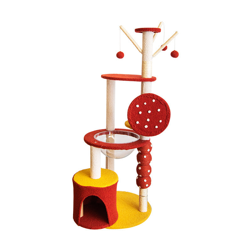 Cat Tree with Candied Hawthorn Theme, Featuring Multiple Platforms, Scratching Posts 50*58*130cm