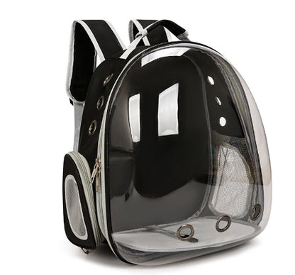 Black Pet Carrier Backpack with Transparent Window 33*18*42cm