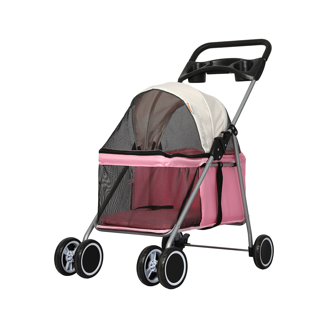 PaWz Pet Stroller Dog Cat Carrier Foldable Pink-1829372167033327616