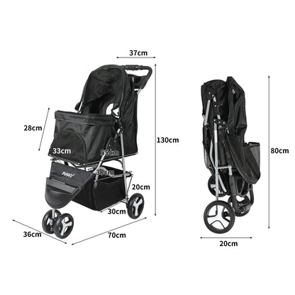 PaWz Large Pet Stroller Dog Cat Carrier Black-1826138199269969922