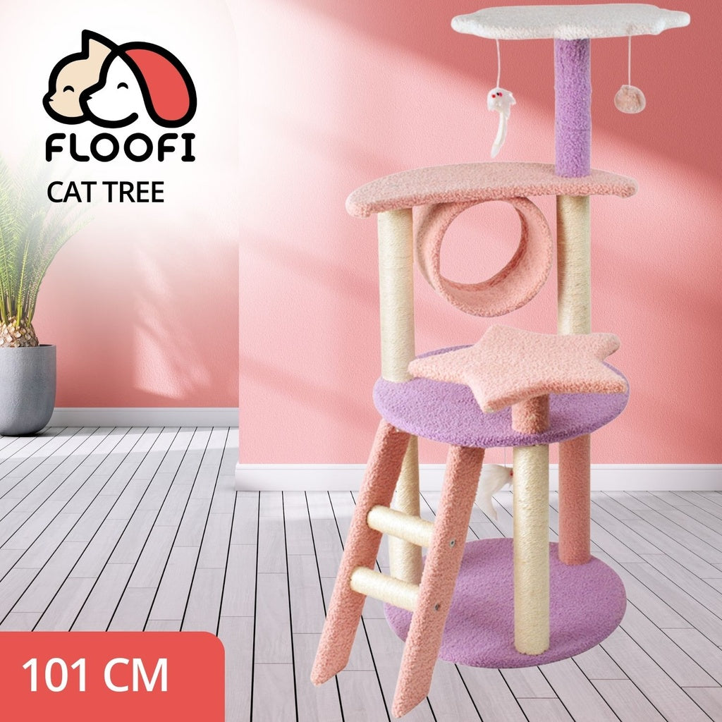 Floofi 101cm Galaxy Plush Cat Condo & Tree - Pink and Purple