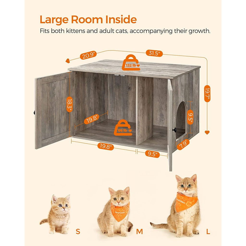 FEANDREA Cat Litter Box Enclosure Greige PCL002G01