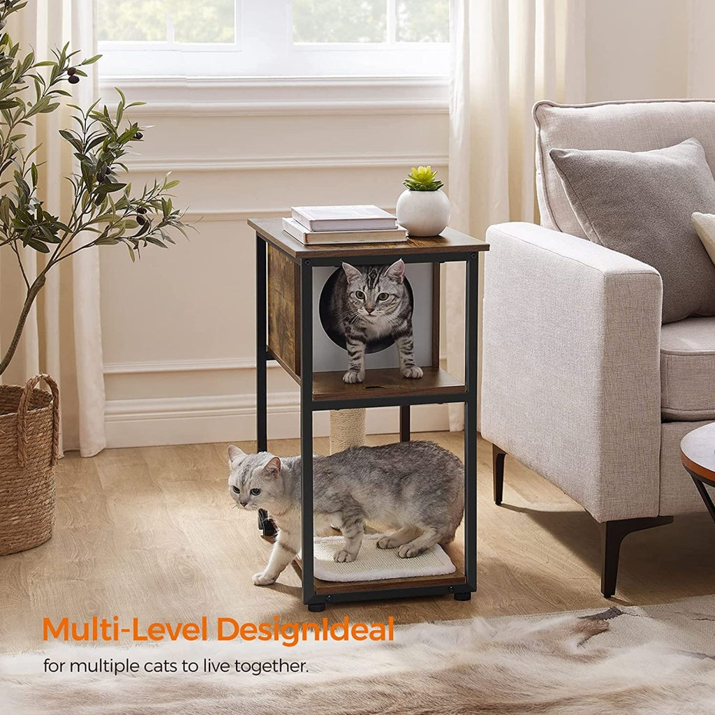 FEANDREA Cat Tree and End Table Rustic Brown