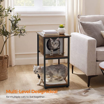 FEANDREA Cat Tree and End Table Rustic Brown