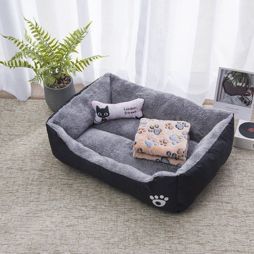 Floofi Large Square Pet Bed - Black