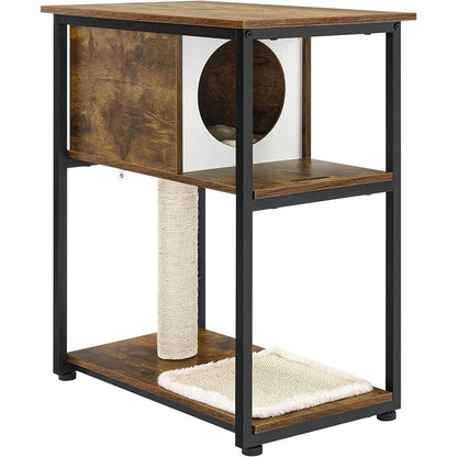 FEANDREA Cat Tree and End Table Rustic Brown