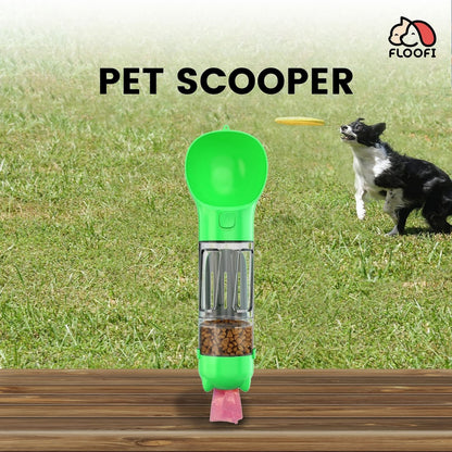 Floofi 4 in 1 Pet Scooper and Feeder Green